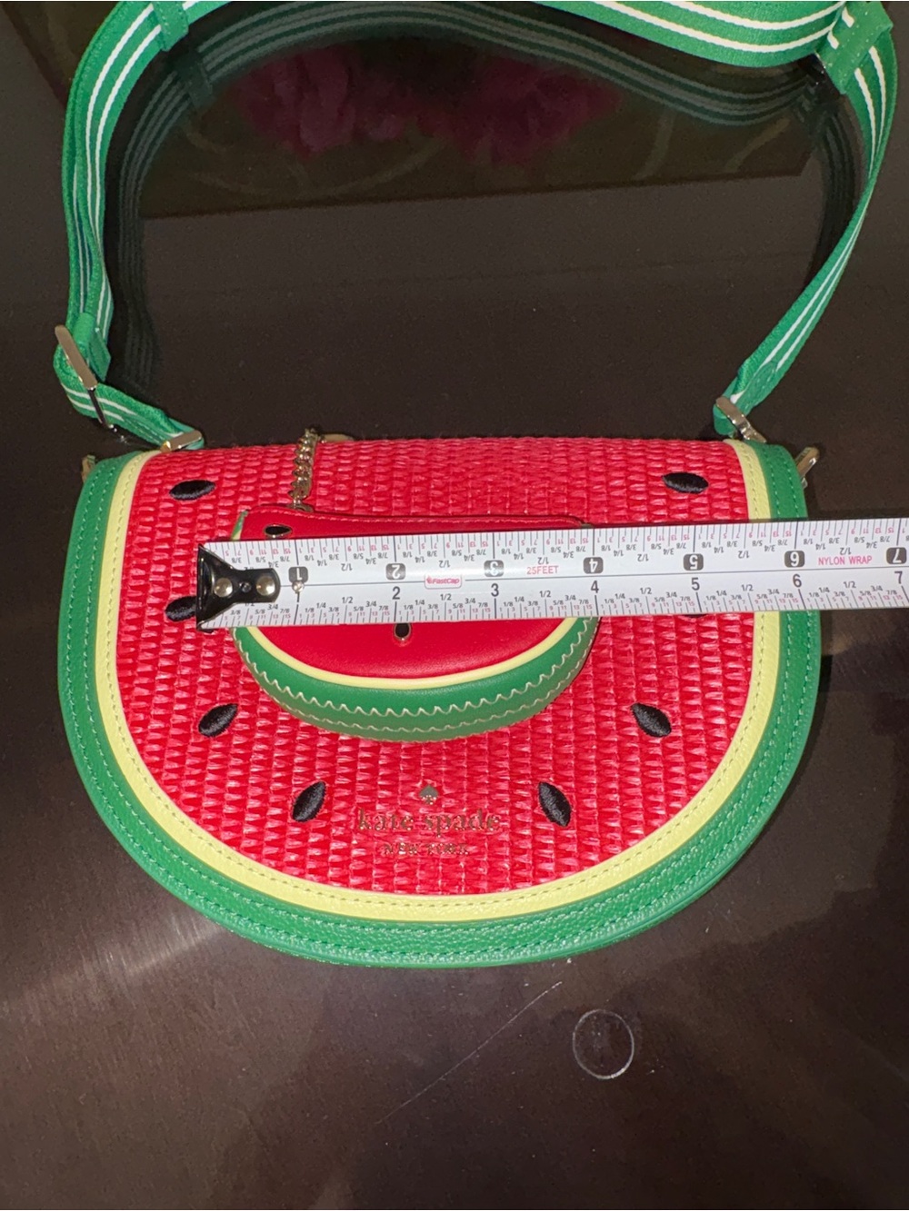 Kate Spade Watermelon Crossbody Purse with Matching Bag Charm / Coin Purse - Picture 15 of 16